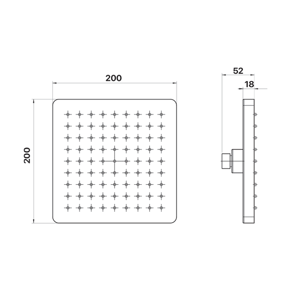 Brasshards Mixx Chai Abs Shower Head 200Mm Brushed Nickel