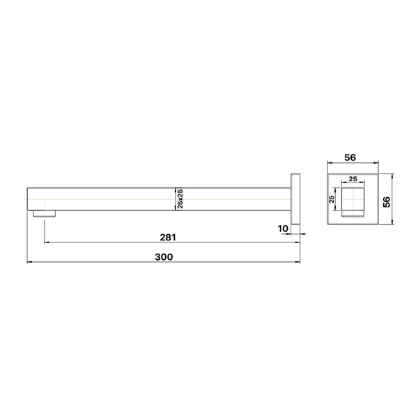 Brasshards Mixx Chai Bath Spout 300Mm Matt Black