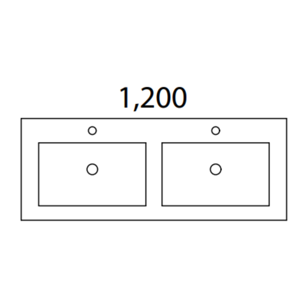 TIMBERLINE KANSAS VANITY 1200MM DOUBLE WG BASIN SILKSURFACE AC TOP WALL HUNG