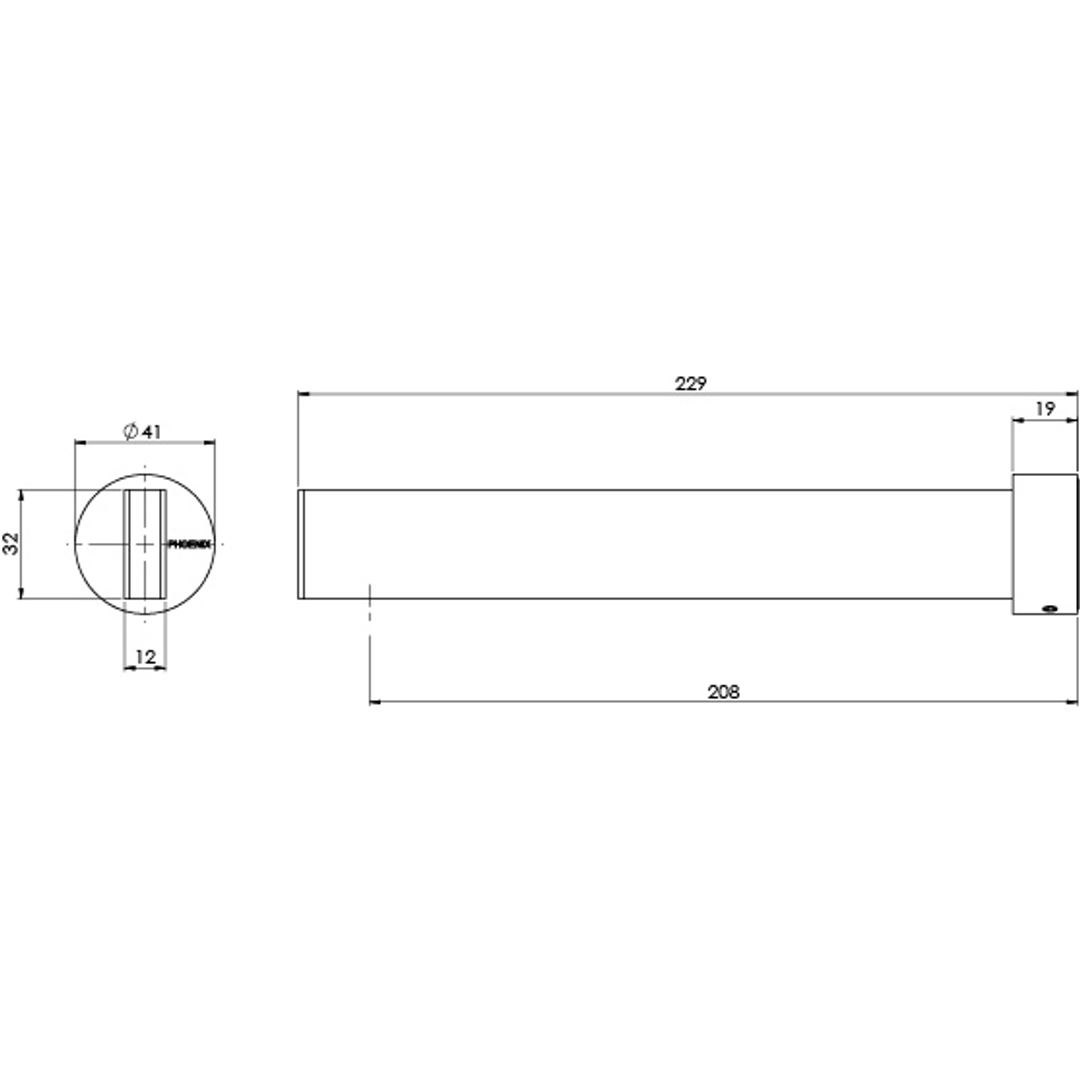 Phoenix Lexi Mkii Bath Outlet 200mm Matte Black 123-7620-10
