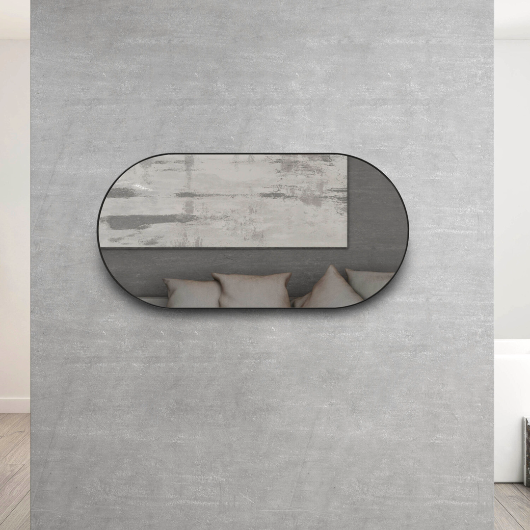 OTTI NOOSA OVAL BLACK METAL FRAME MIRROR 1200X600