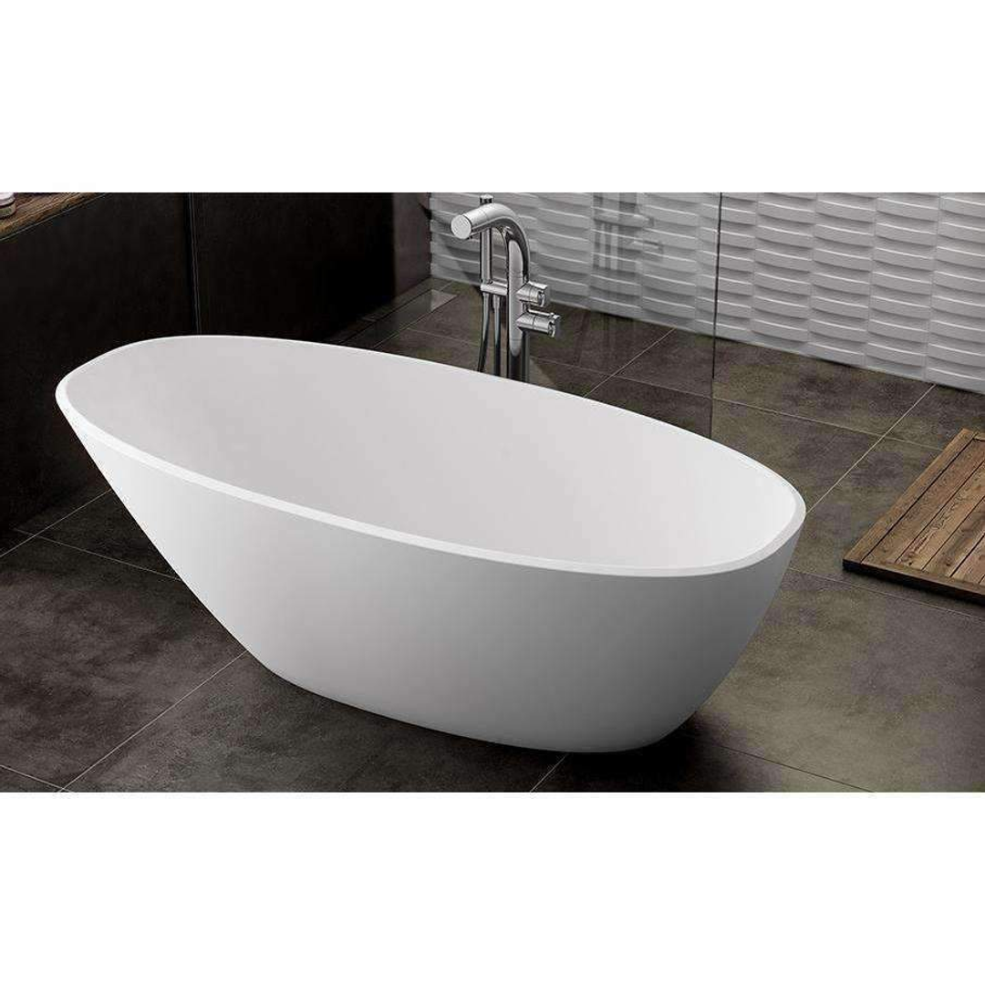 V+A Mozzano Freestanding Bath No Overflow Quarrycast White 1645mm