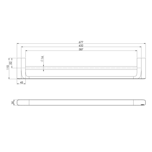 Phoenix Nuage Double Towel Rail 600Mm Brushed Carbon