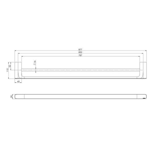 PHOENIX NUAGE DOUBLE TOWEL RAIL 800MM BRUSHED CARBON