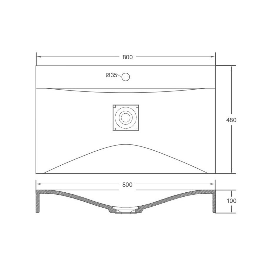 Bnk Versilia B2 Concrete Basin 800 X 480 X 100mm