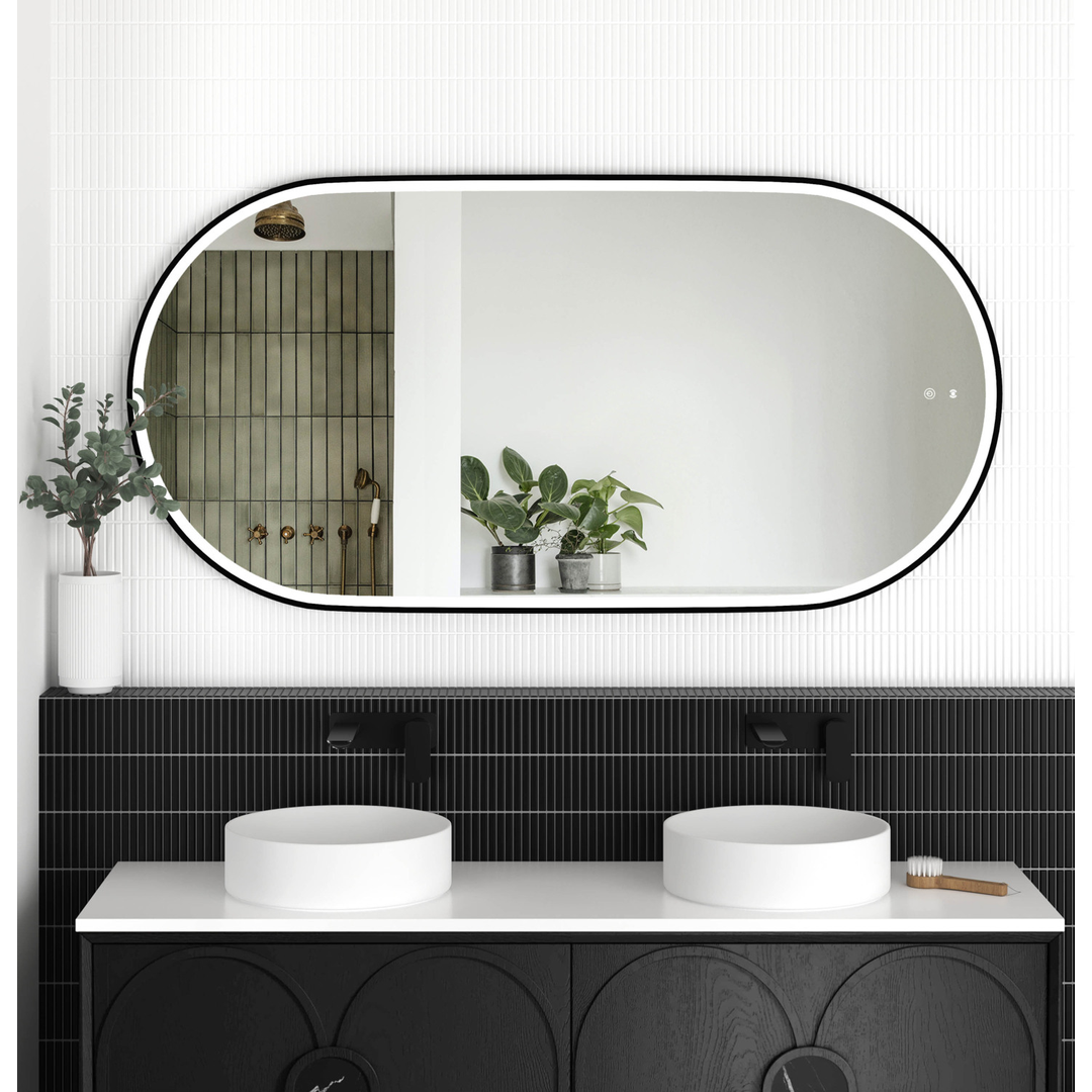 Otti Led Noosa 1500X750 Black Metal Frame Mirror
