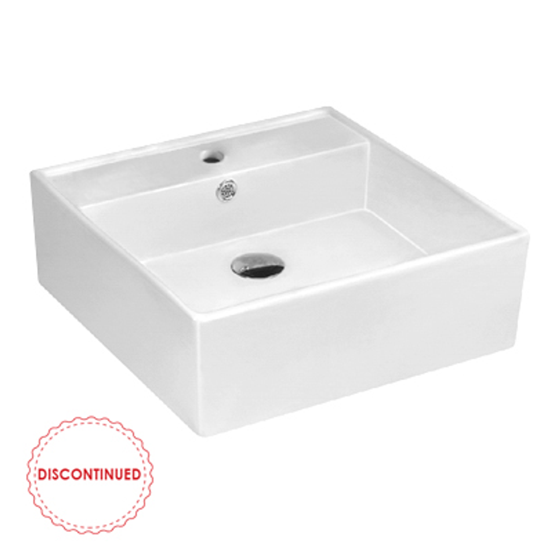 OTTI SQUARE WALL HUNG BASIN 1 Tap Hole W/OVERFLOW GLOSS WHITE DIMENSION:380*380*150