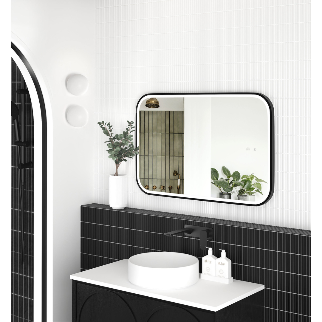 Otti Led Newport 900X600 Black Metal Frame Mirror