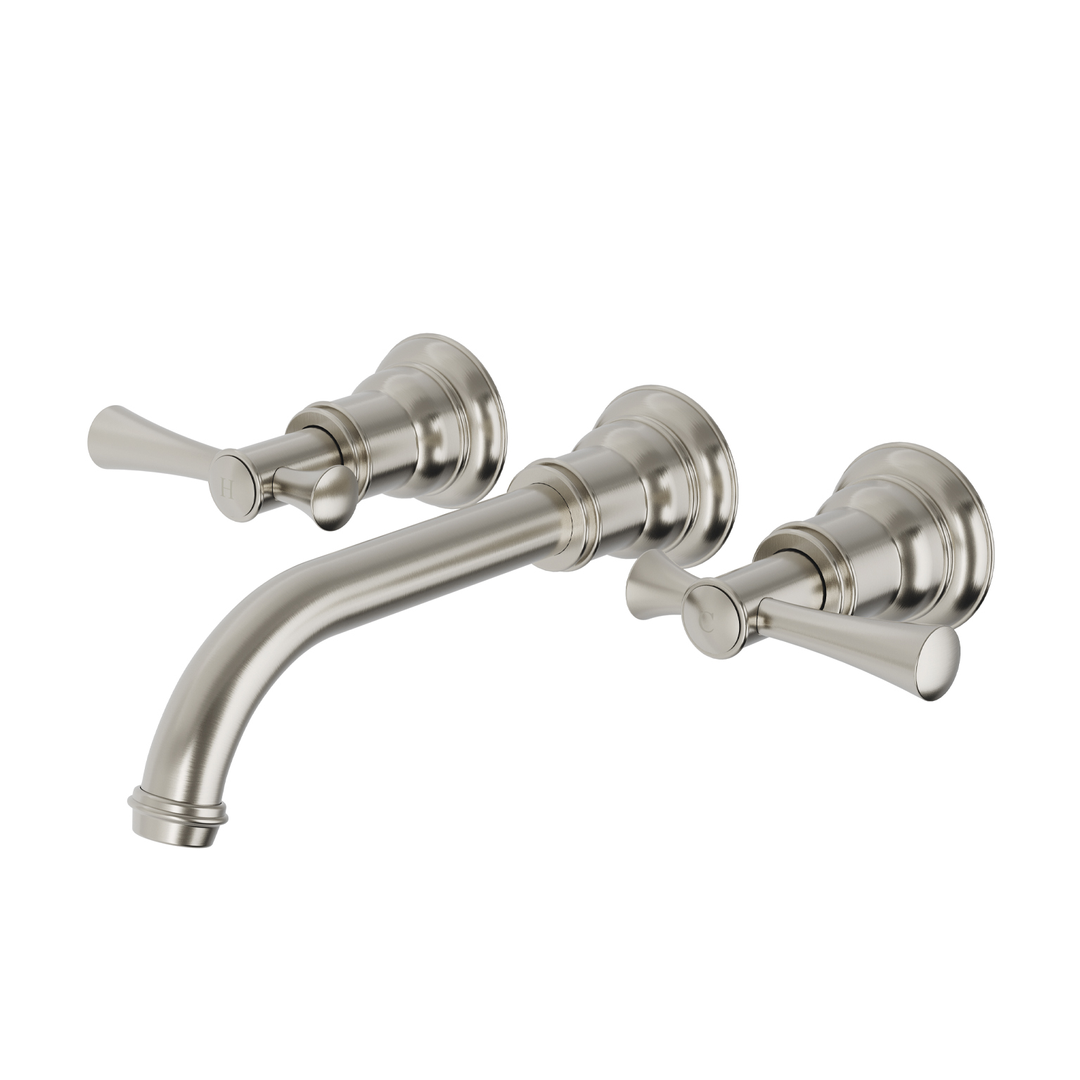 Phoenix Cromford Wall Basin / Bath Tap Set Brushed Nickel