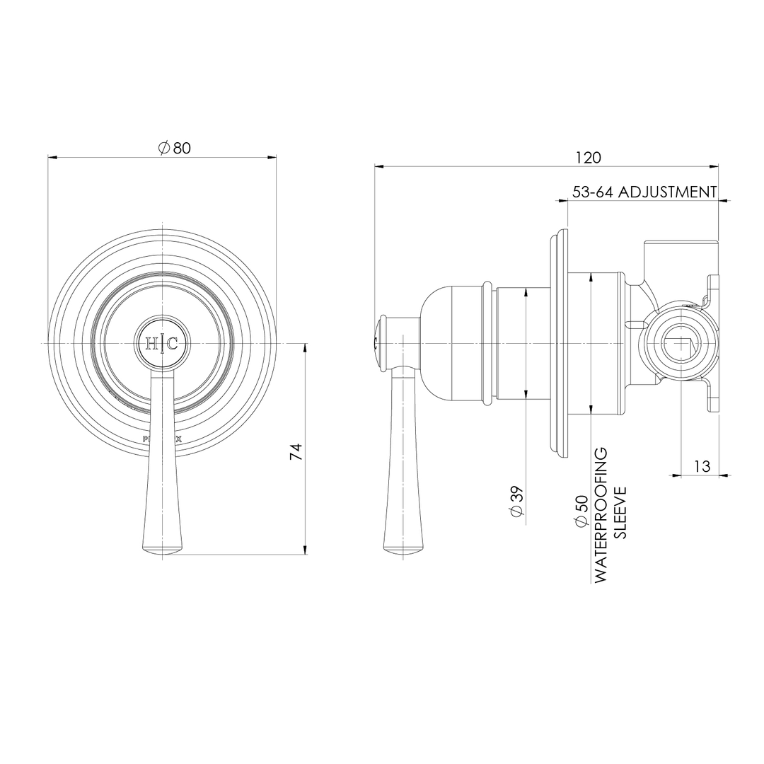Phoenix Cromford Shower / Wall Mixer Brushed Nickel