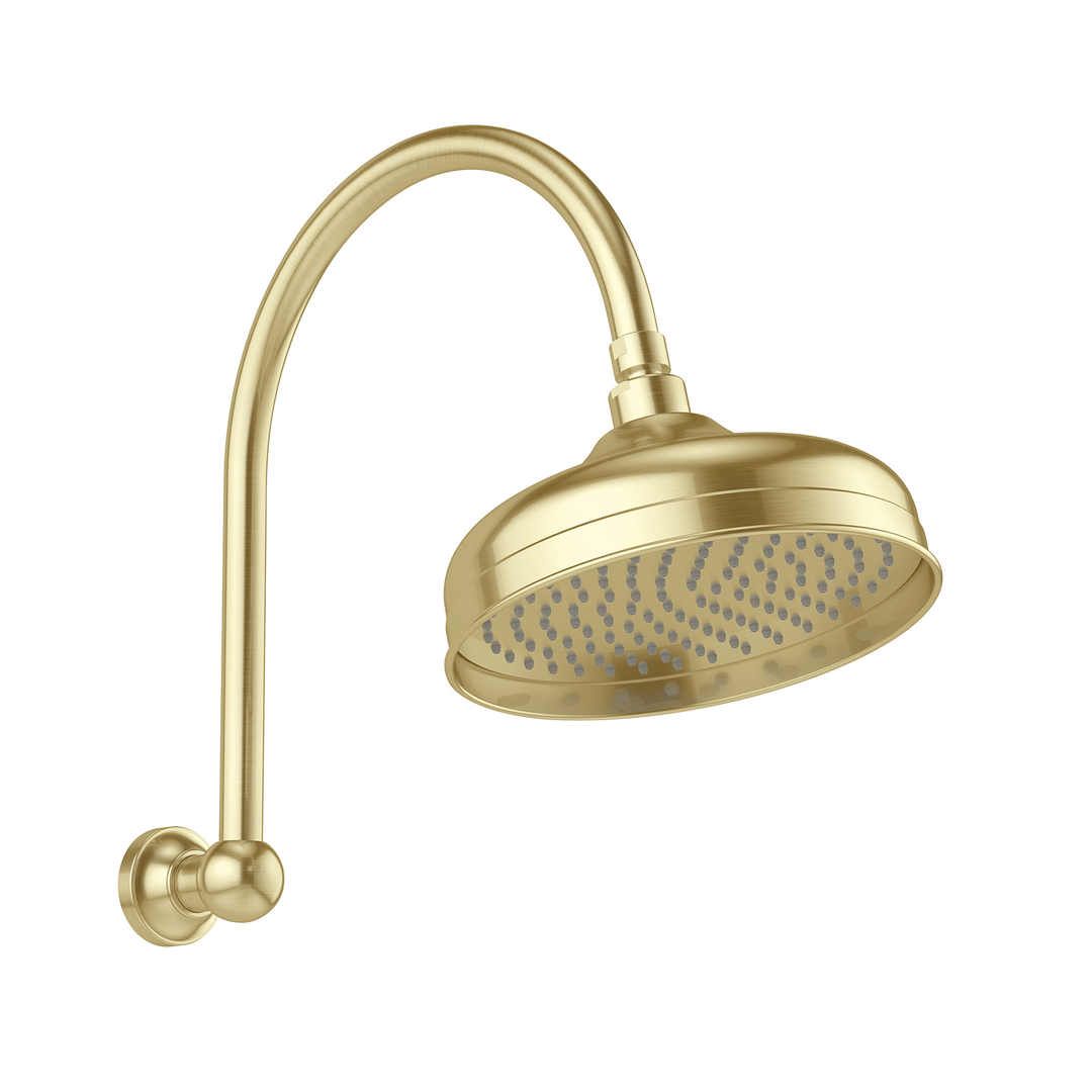 Phoenix Cromford Hi Rise Shower Arm & Rose 210Mm Brushed Gold