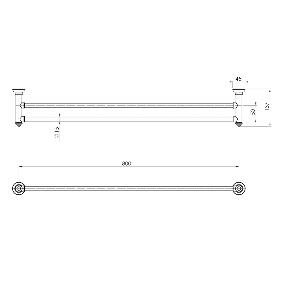 Phoenix Cromford Double Towel Rail 800Mm Brushed Gold