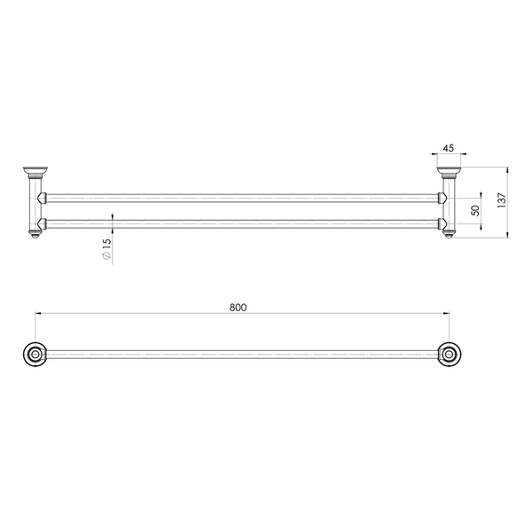 Phoenix Cromford Double Towel Rail 800Mm Brushed Bronze