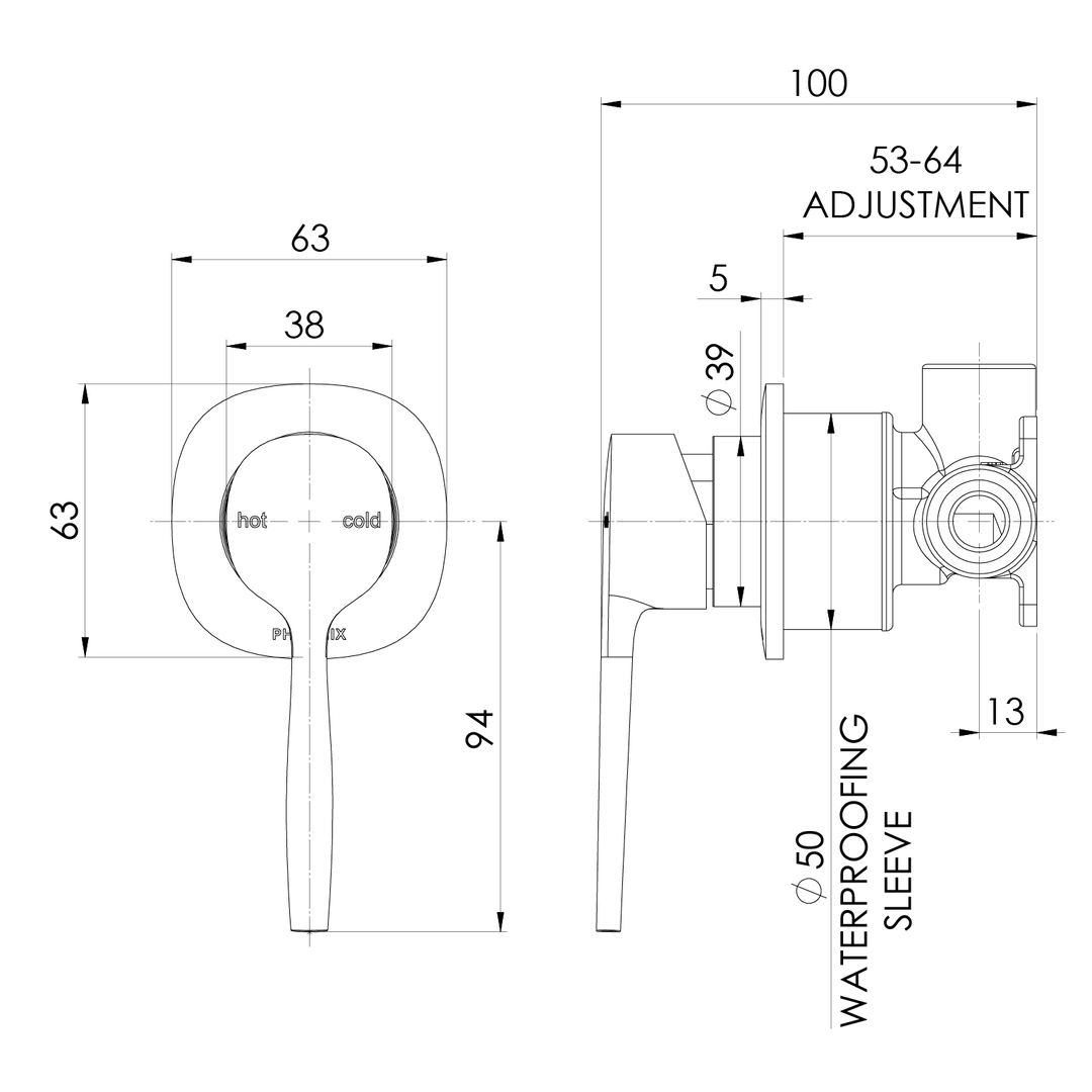 Phoenix Vask Switchmix Shower / Wall Mixer Fit-Off Kit Brushed Bronze