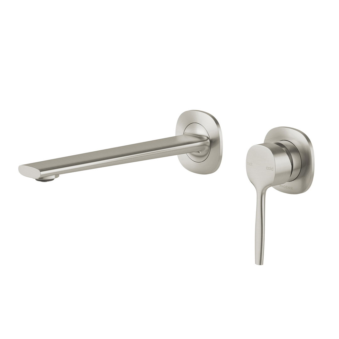 Phoenix Vask Switchmix Wall Basin / Bath Mixer Set 200Mm Brushed Nickel