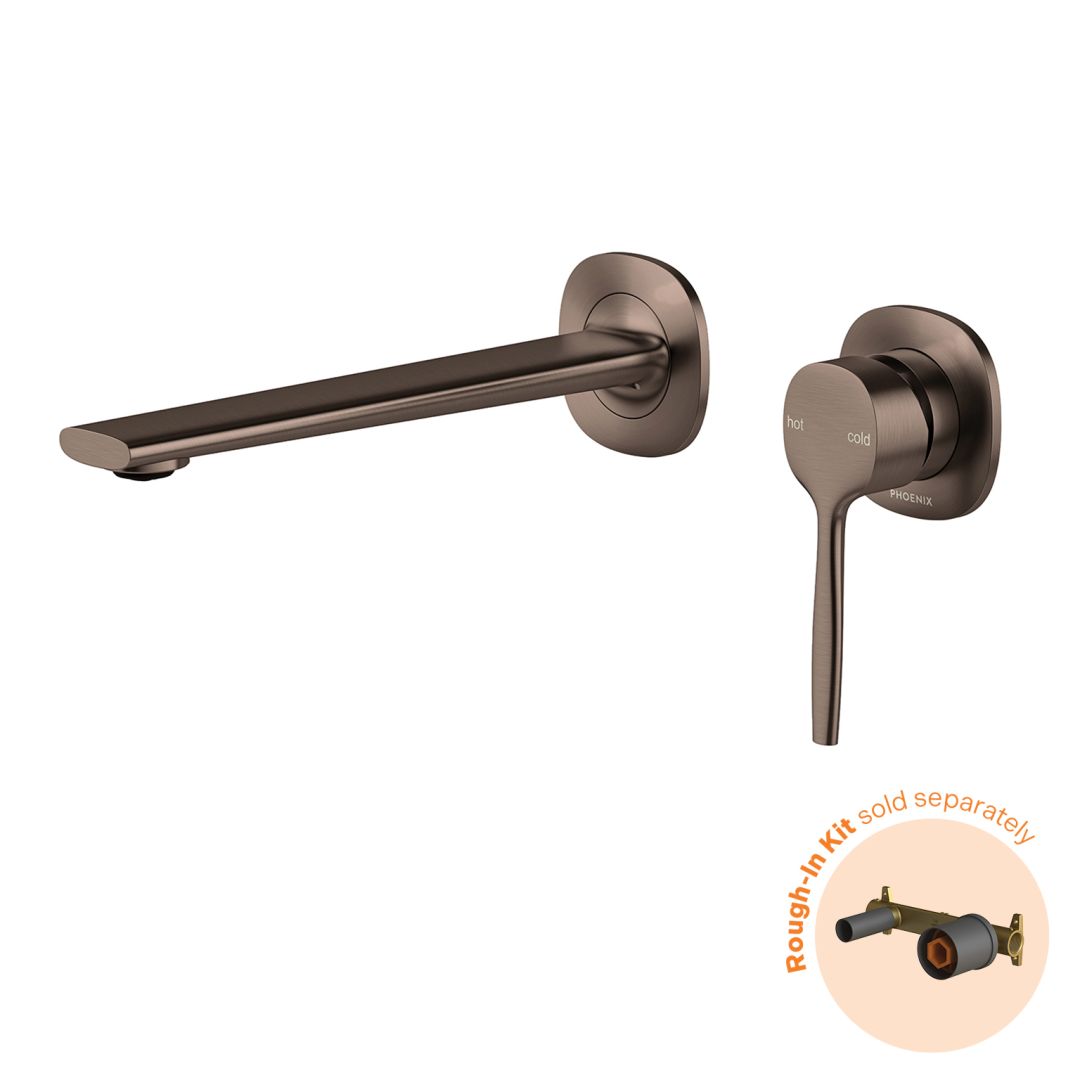 Phoenix Vask Switchmix Wall Basin / Bath Mixer Set 200Mm Fit-Off Kit Brushed Bronze