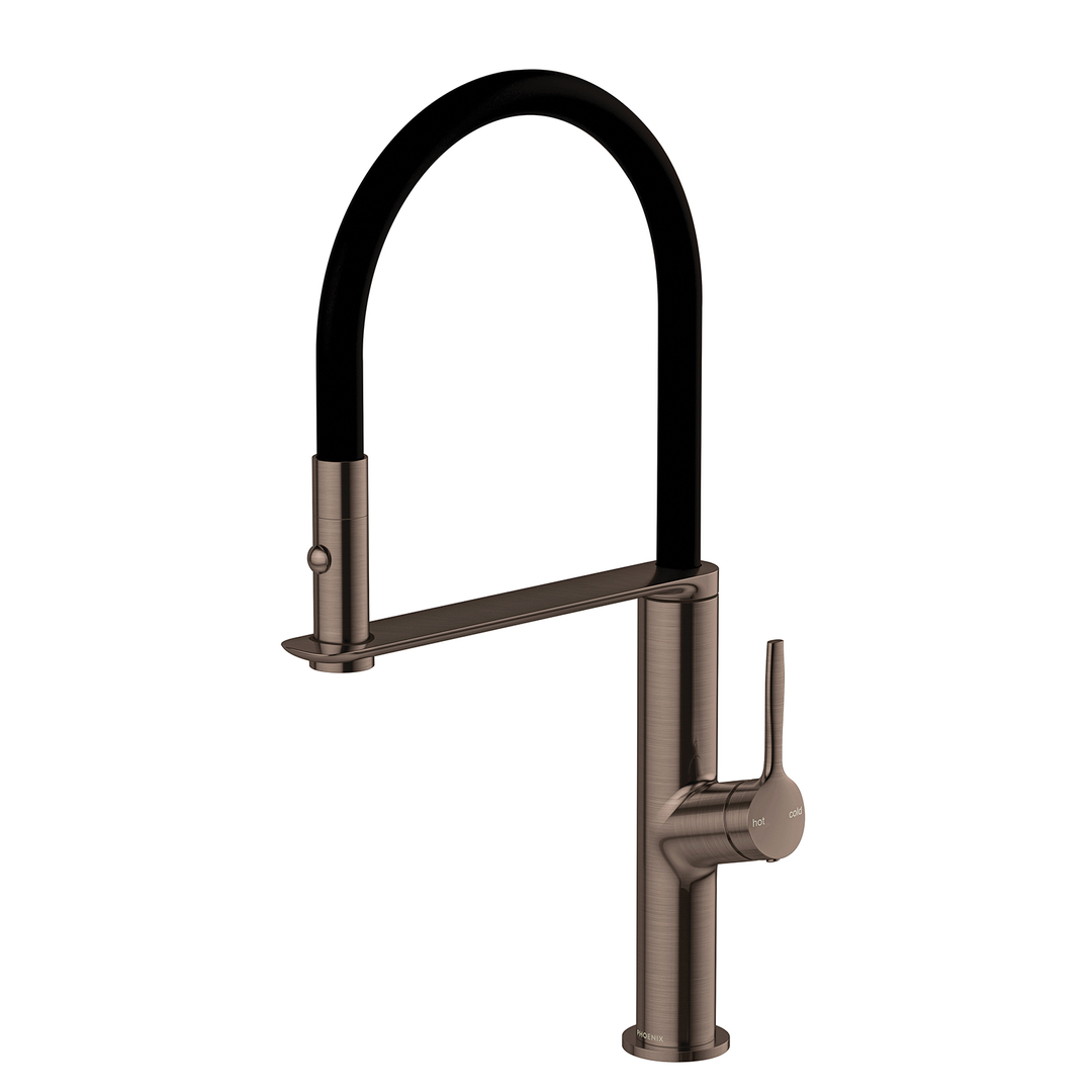 Phoenix Vask Flexible Hose Sink Mixer 200Mm Brushed Bronze