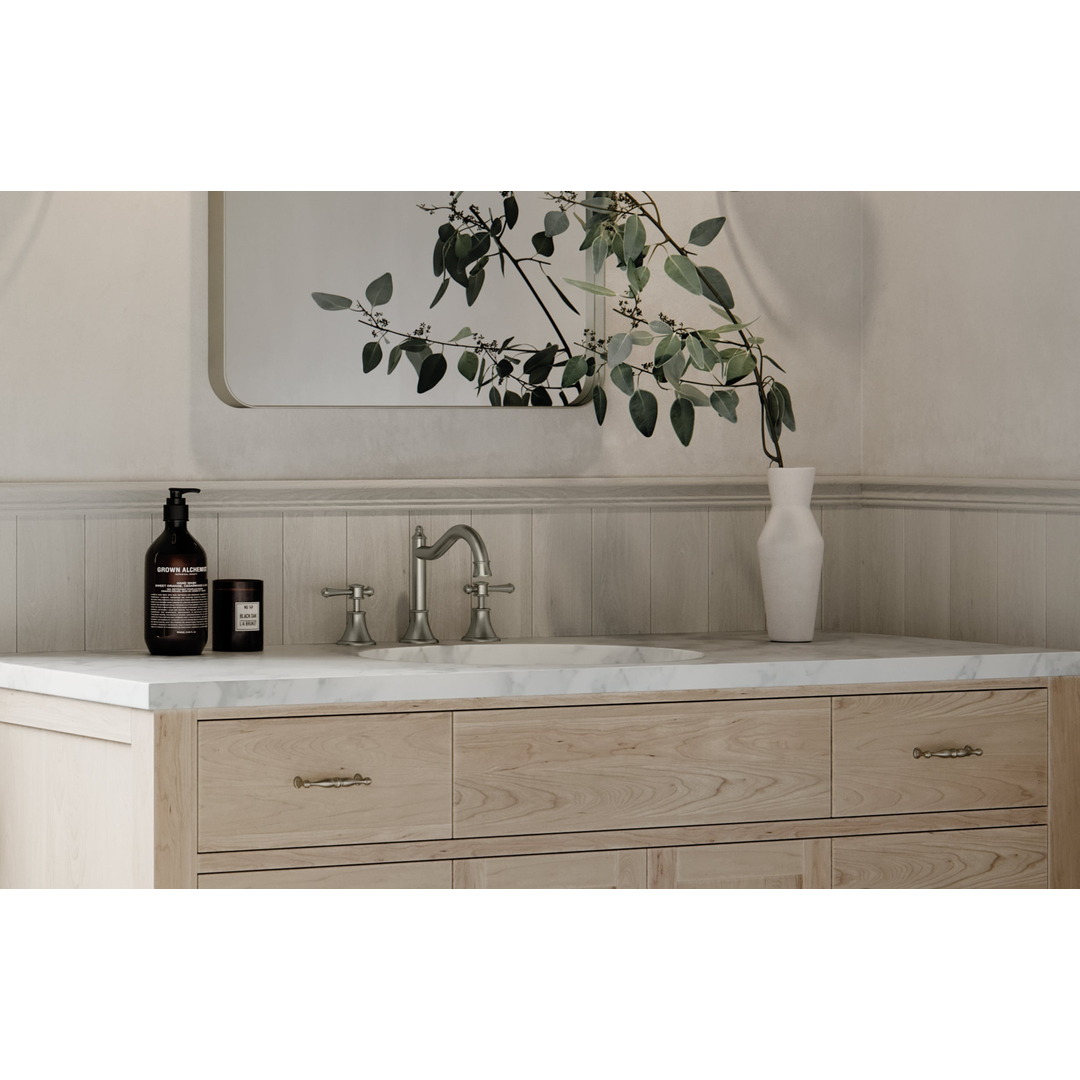 Phoenix Nostalgia Lever Basin Set Shepherds Crook Brushed Nickel