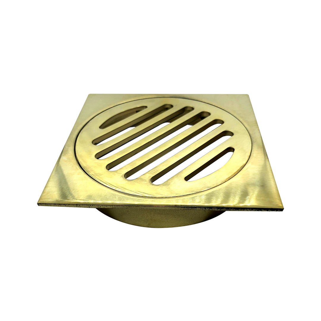 Square Drop in Trapscrew Grate 100mm Brushed Gold