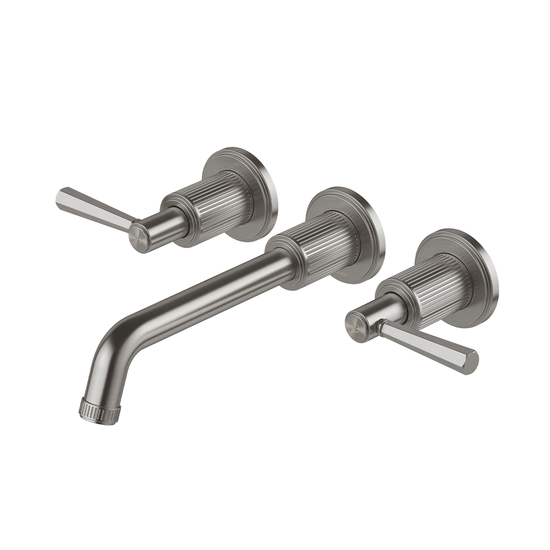 Phoenix Wiltern Wall Basin / Bath Tap Set 190Mm Brushed Carbon