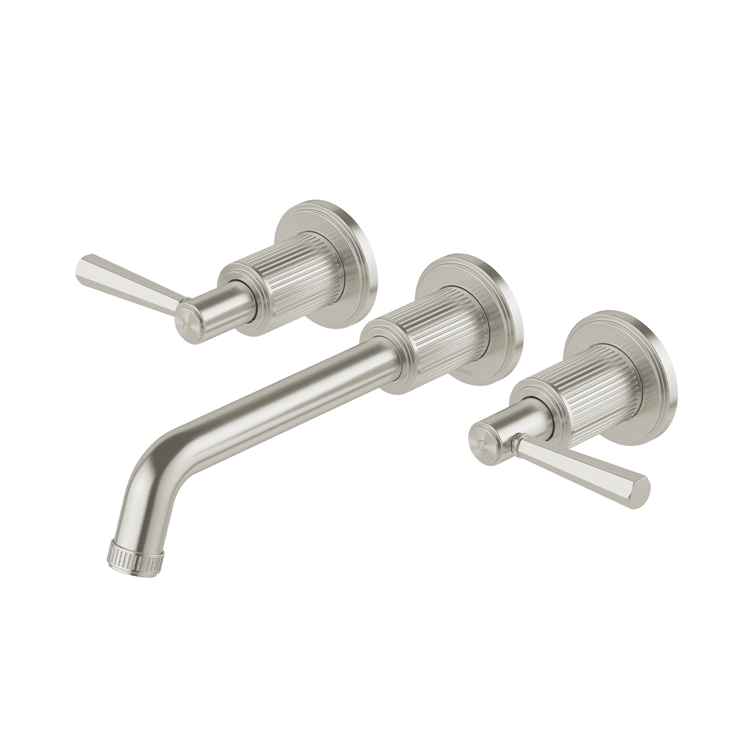 Phoenix Wiltern Wall Basin / Bath Tap Set 190Mm Brushed Nickel