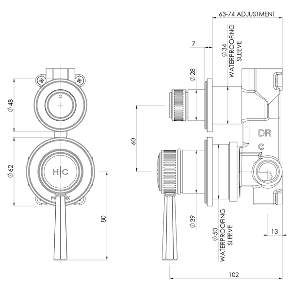 Phoenix Wiltern Switchmix Shower / Bath Diverter Mixer Brushed Nickel