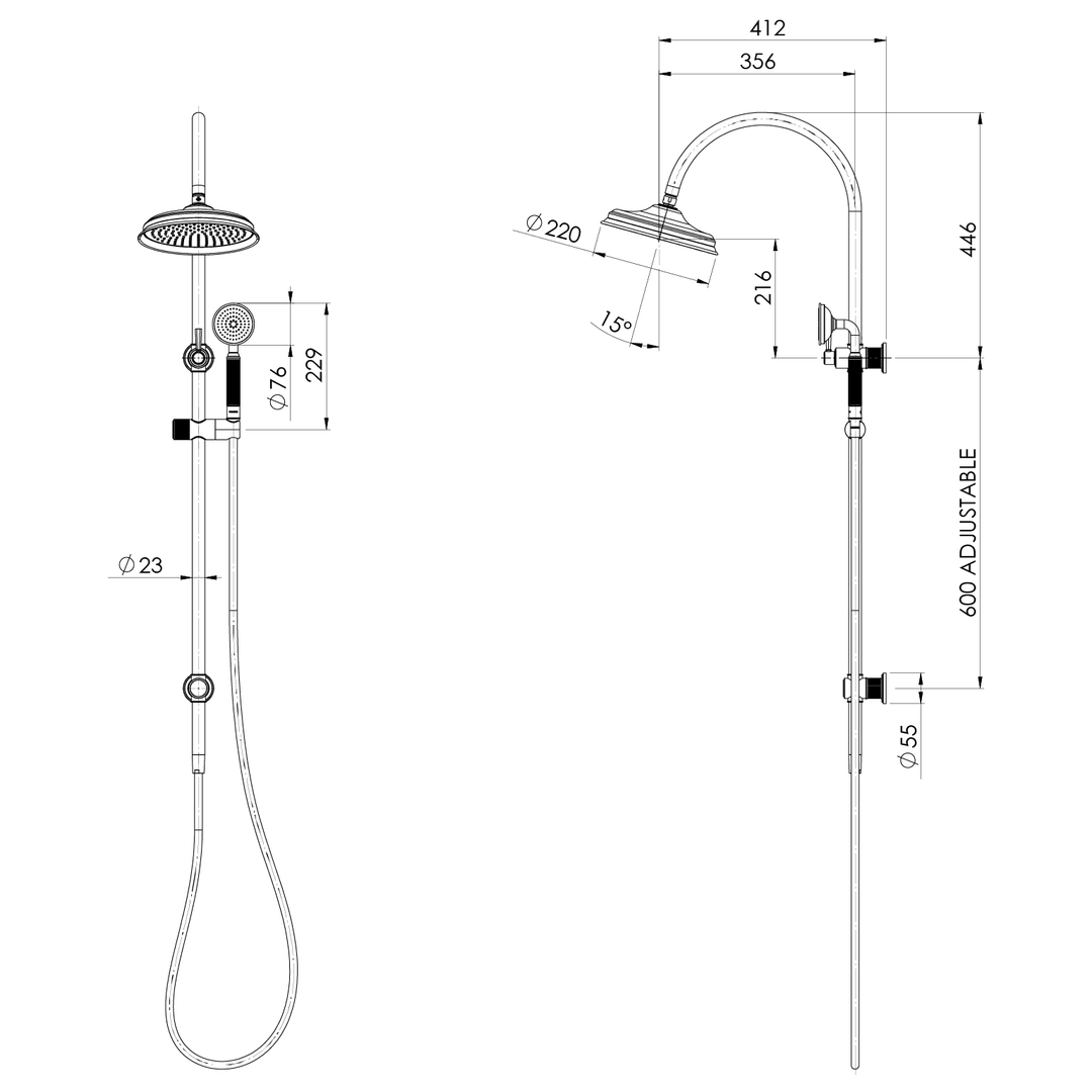 Phoenix Wiltern Hand Shower Brushed Gold
