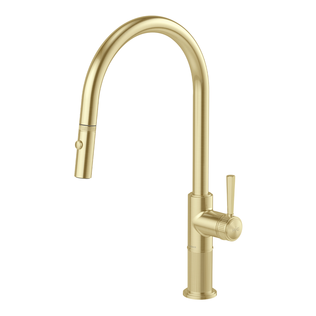 Phoenix Wiltern Pull Out Sink Mixer 230Mm Brushed Gold
