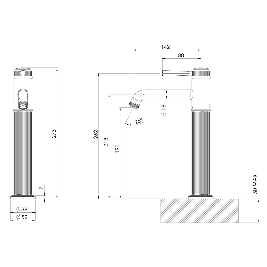 Phoenix Wiltern Vessel Mixer Brushed Carbon