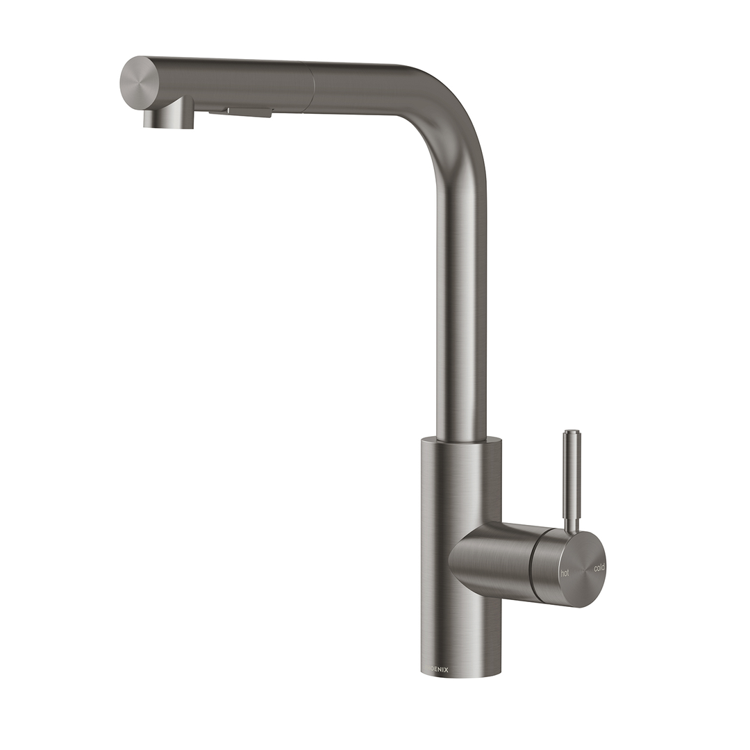 Phoenix Vivid Mkii Pull Out Sink Mixer 230mm L Shaped Brushed Carbon 146-7125-31-1