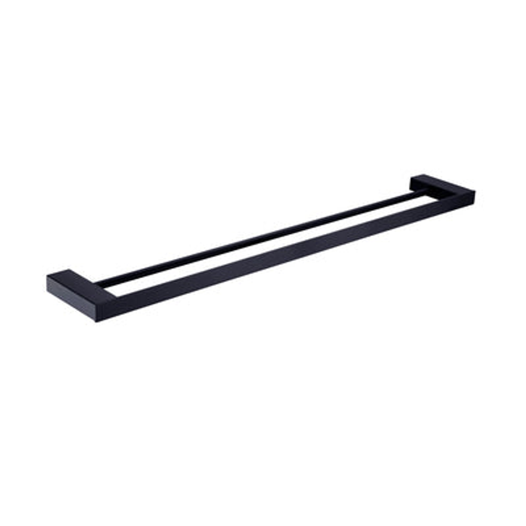 Nero Celia 800mm Double Towel Rail - Matt Black