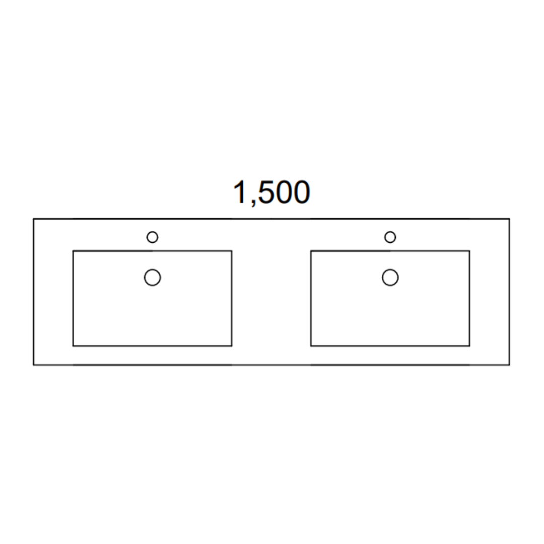 TIMBERLINE KANSAS VANITY 1500MM DOUBLE WG BASINS SILKSURFACE AC TOP WALL HUNG
