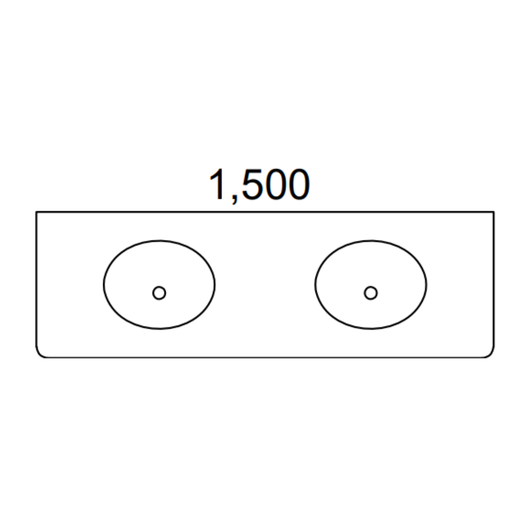 Timberline Saba Wall Hung Vanity 1500mm Double Bowl
