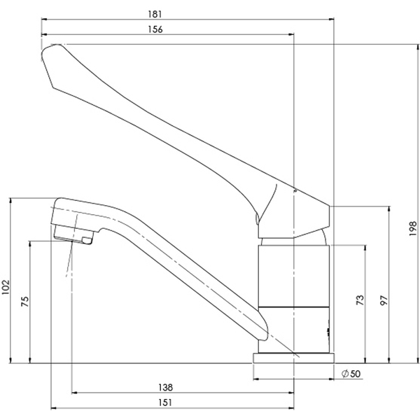 Phoenix Ivy Mkii Extended Handle Swivel Basin Mixer Chrome 155771000