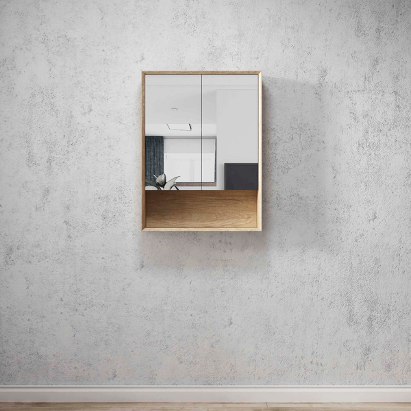 Otti Byron Natural Oak Plywood Shaving Cabinet 600X800X150 With Copper Free Mirrror