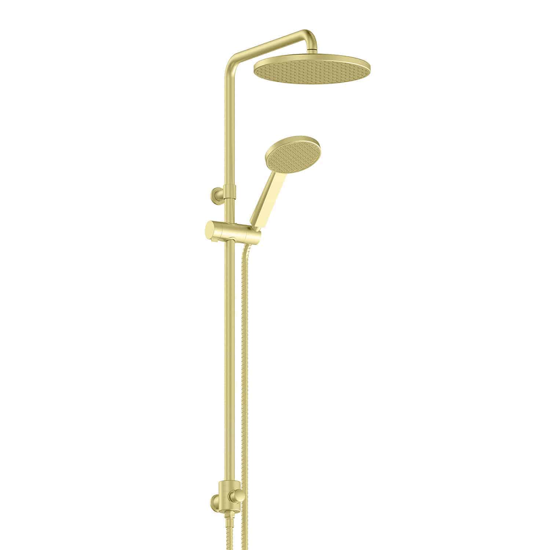 Greens Glide Rainboost Twin Rail Shower Brushed Brass 1829061