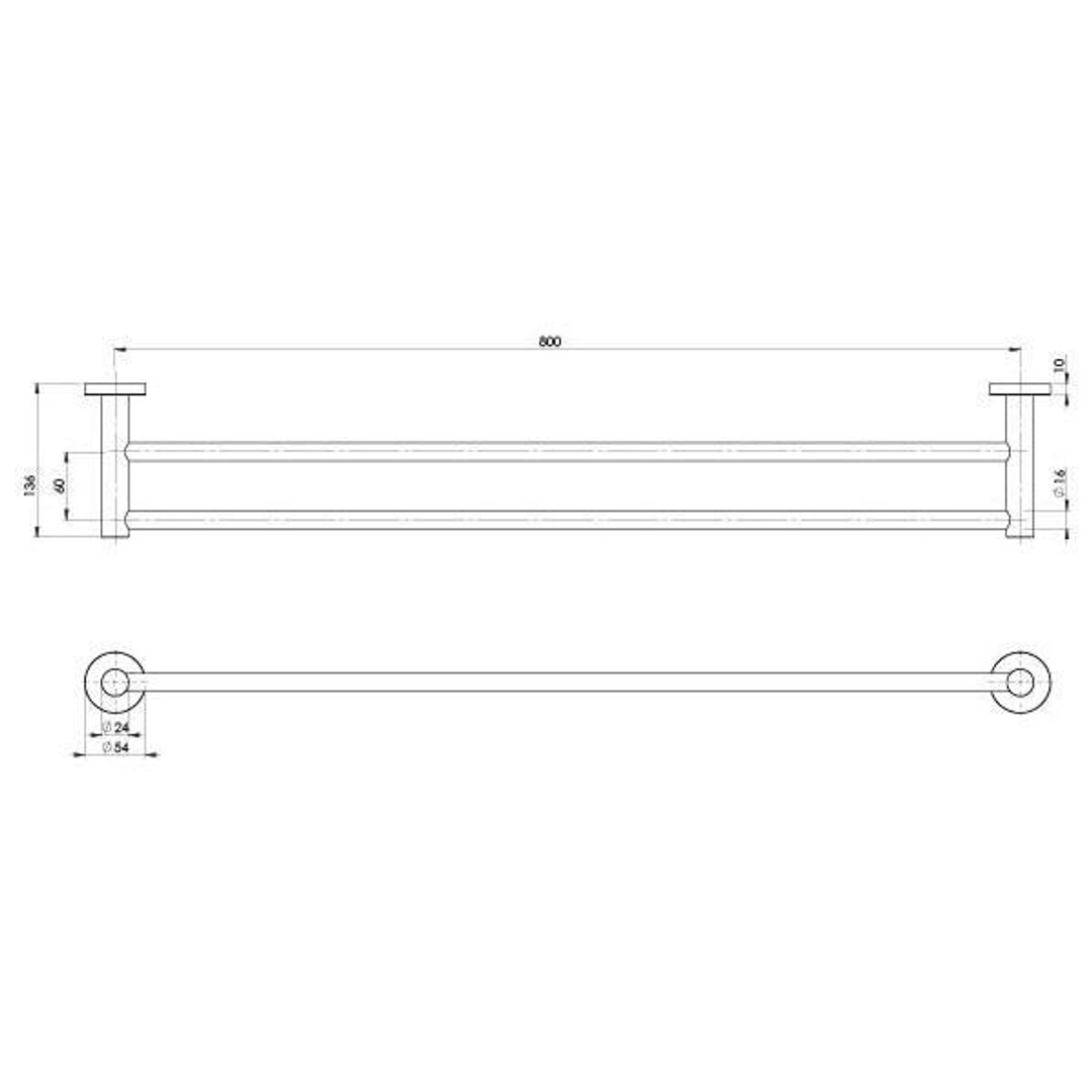 Phoenix Radii Ss 316 Double Towel Rail Round Plate 600Mm Stainless Steel