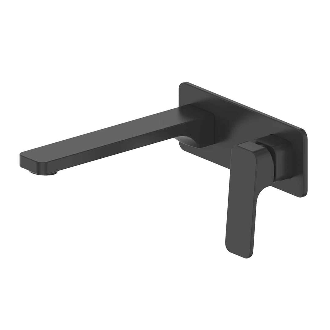 Greens Swept Wall Basin/Bath Mixer W/Plate Pvd Matte Black