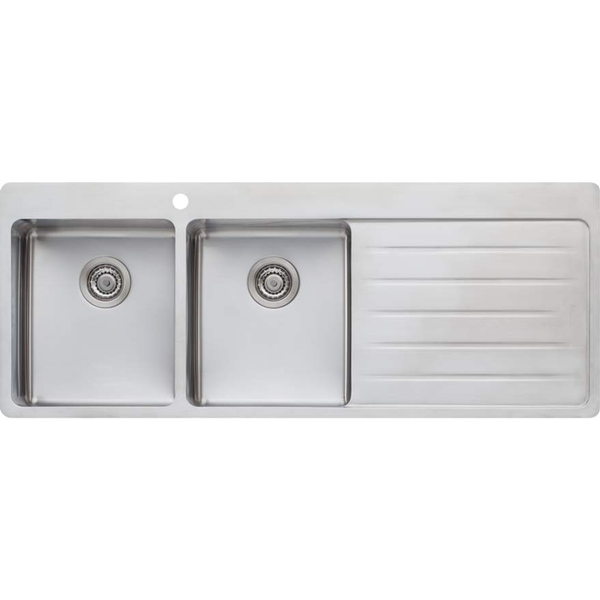 Oliveri Sonetto Double Bowl Topmount Sink R/H Drainer 1 Tap Hole
