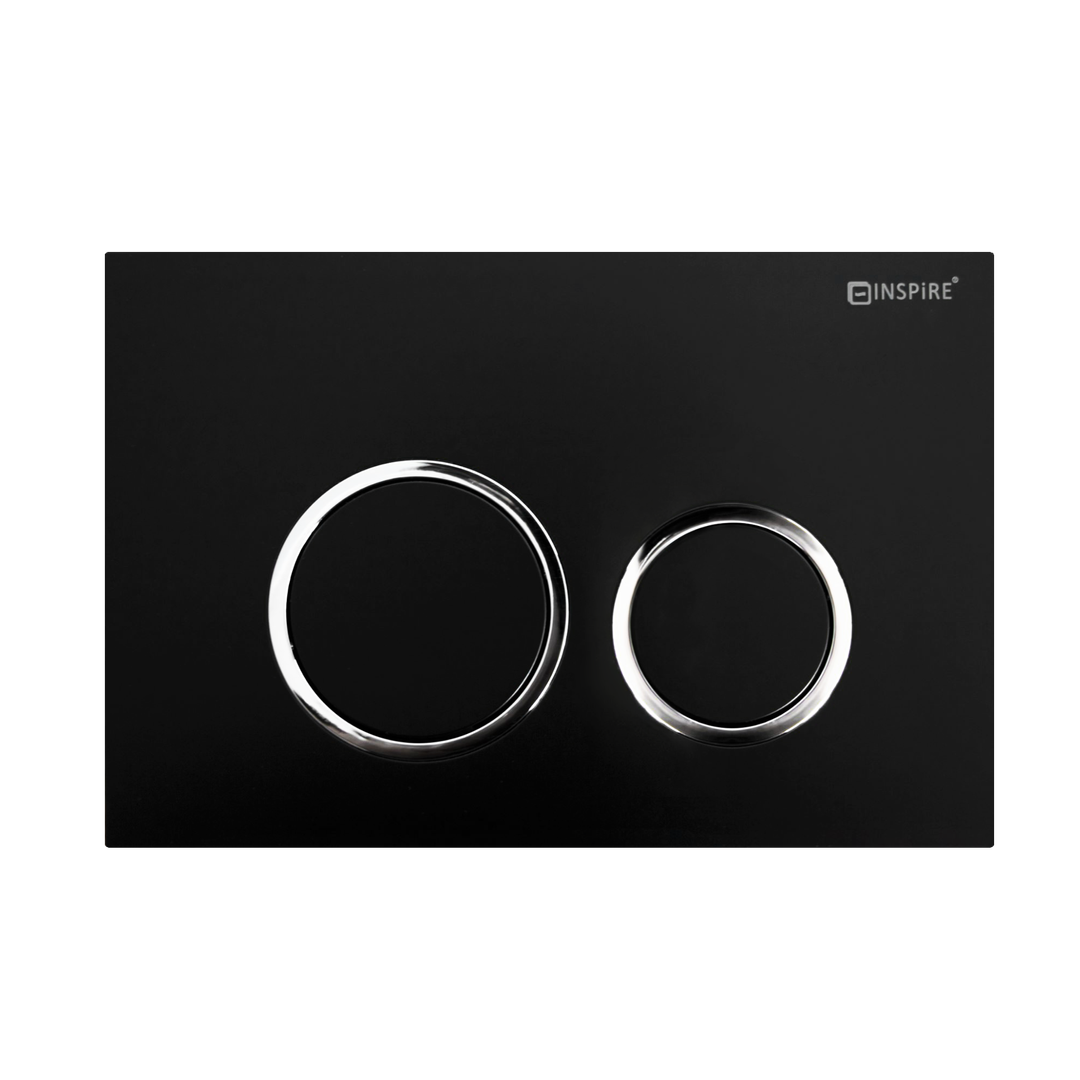Otti R&T Dual Flush Plate Round Black Chrome Trim