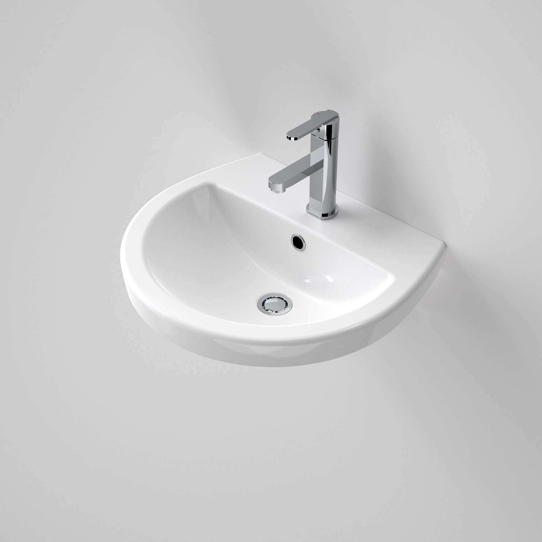 Caroma Cosmo Wall Basin 500mm X 440mm 1 Tap Hole White
