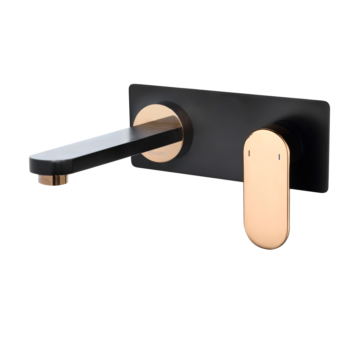 Otti Vetto Wall Basin Mixer With Spout Matte Black & Rose Gold