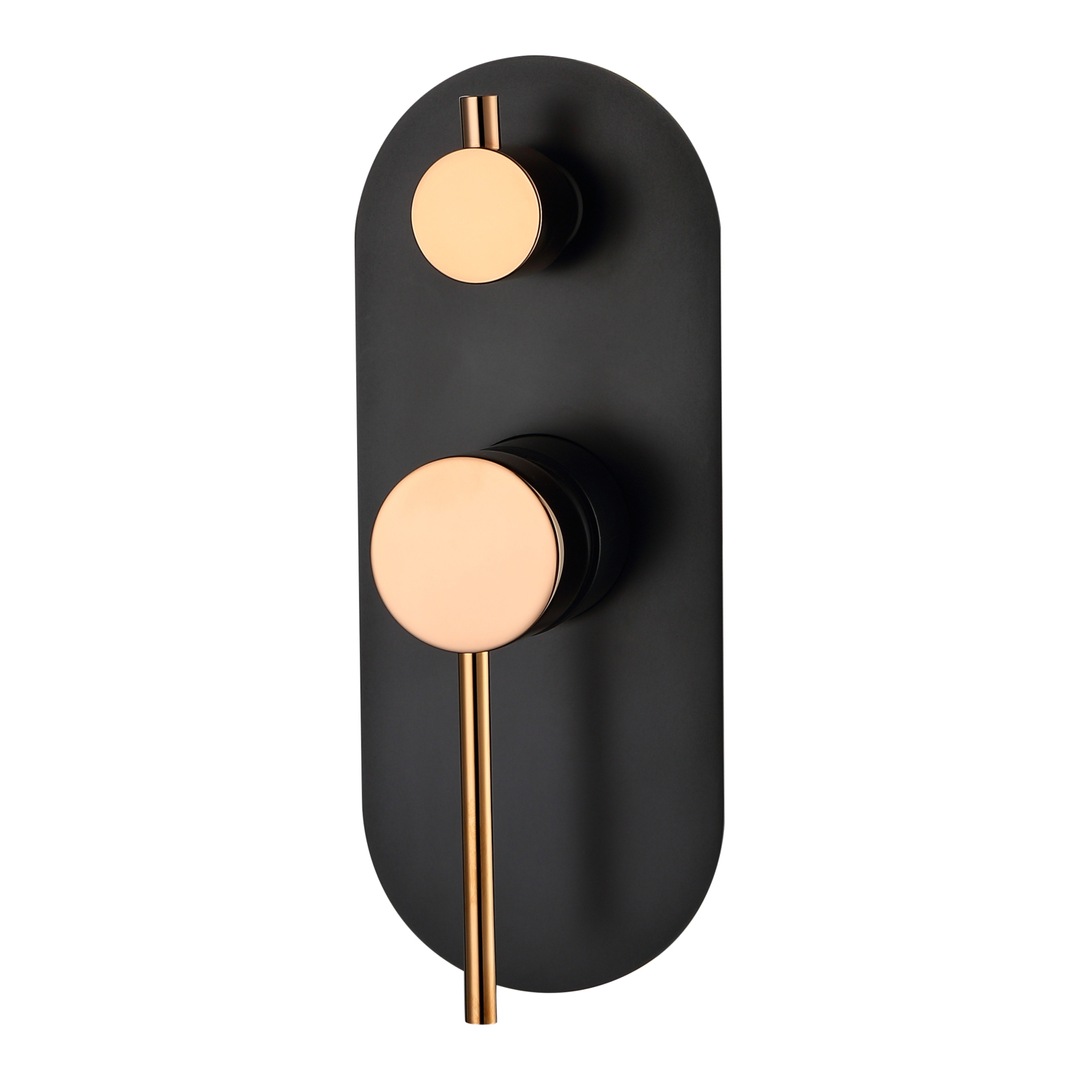 Otti Roul Wall Diverter Mixer Matte Black & Rose Gold
