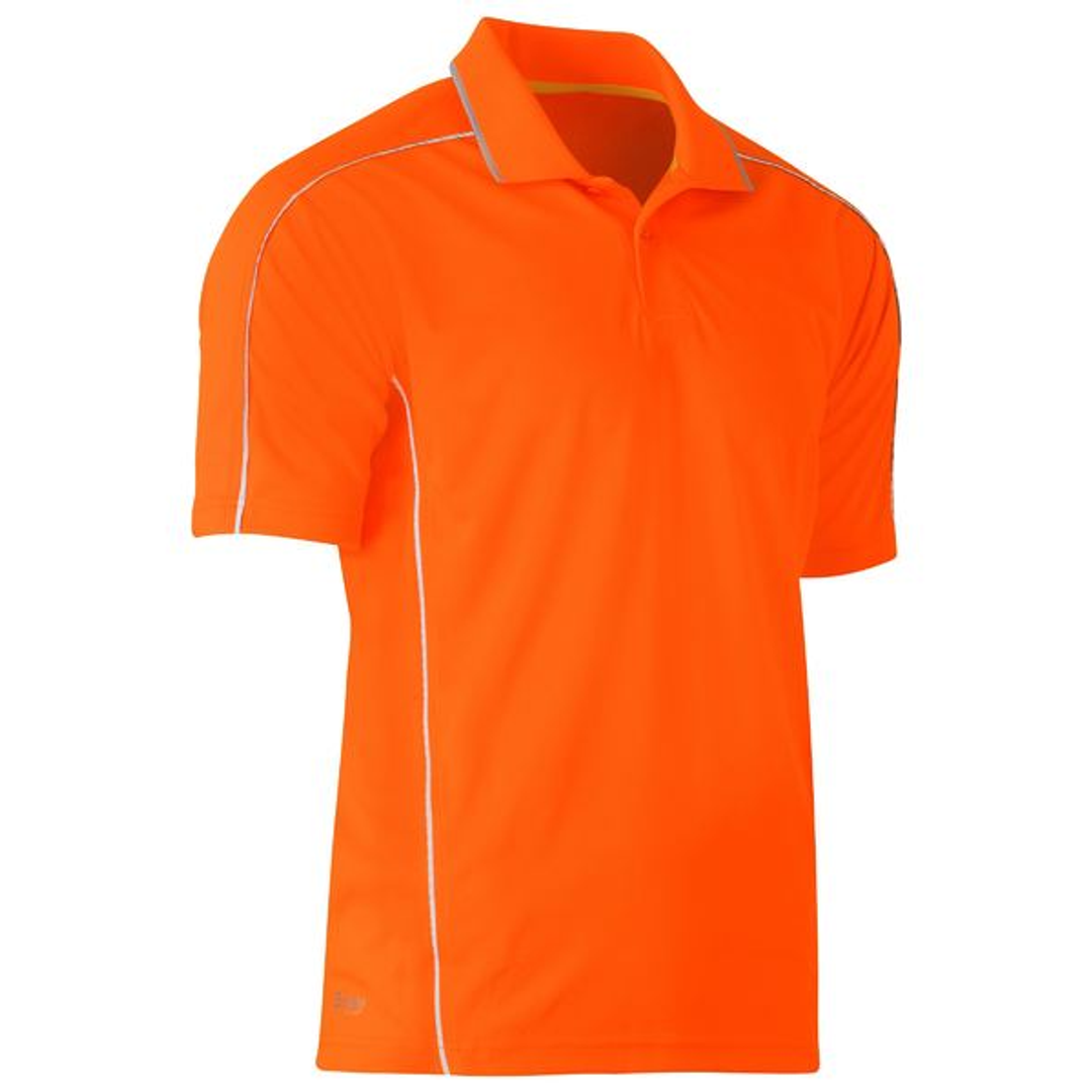 Bisley Cool Mesh Polo Reflective Piping Orange