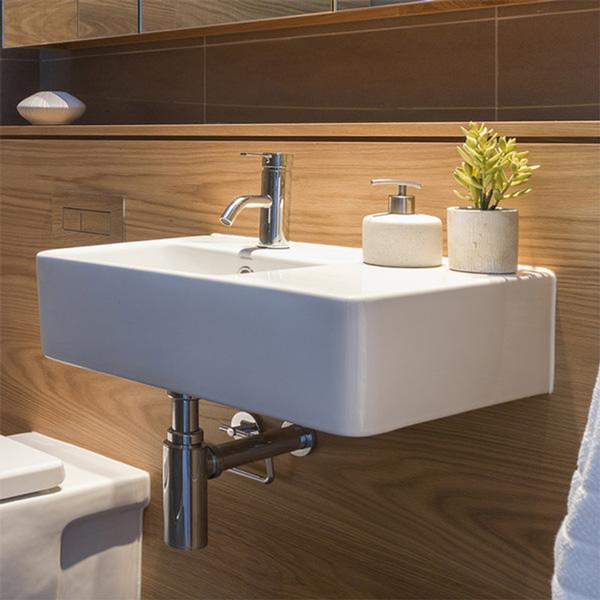 Caroma Cube Ext. Wall Basin R/H Shelf 570mm X 395mm Nth Whit