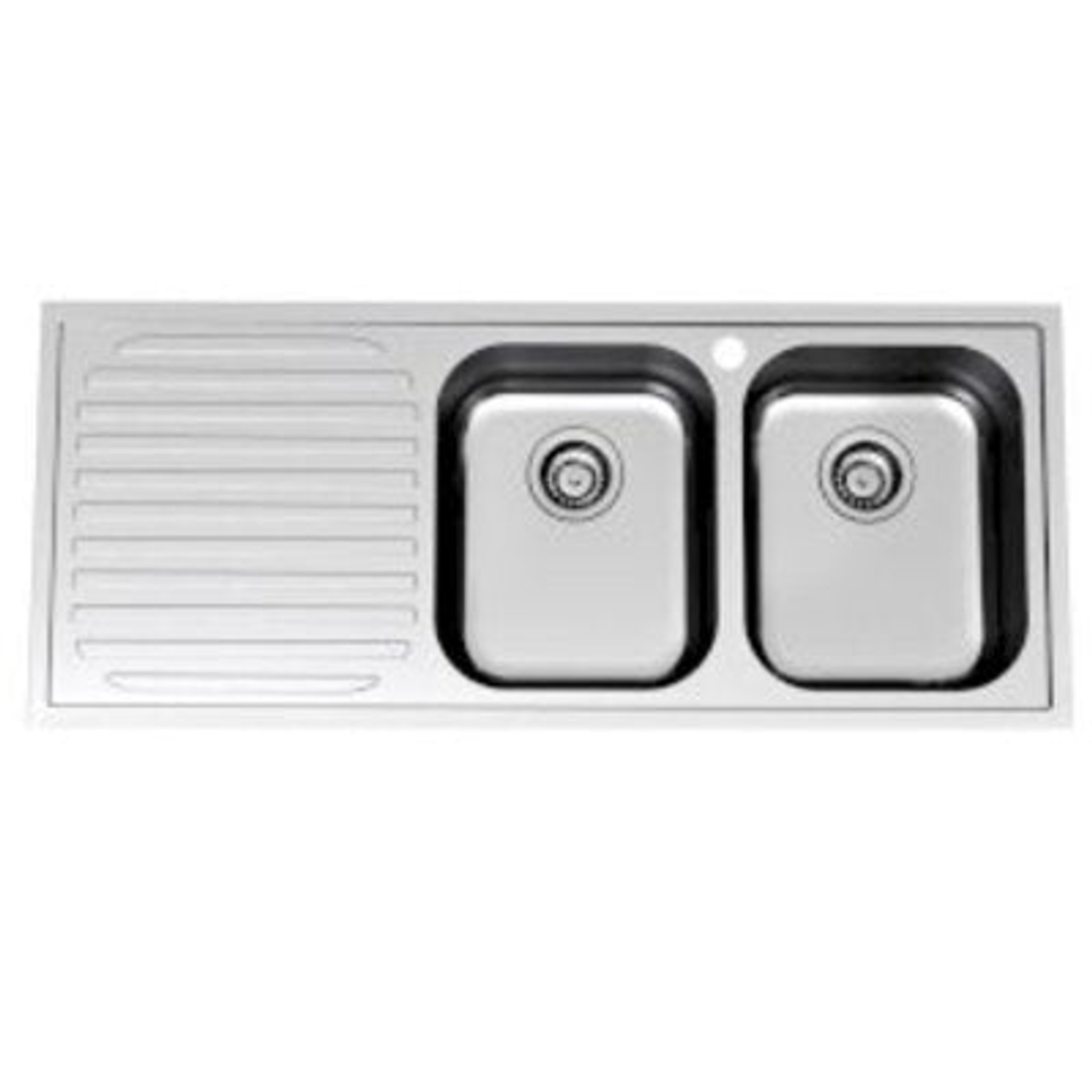 Clark S/S Sink Monaco 5100 1200mm Double End Bowl 1 Tap Hole Right