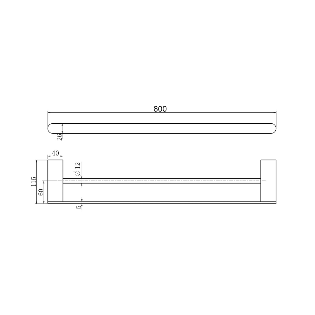 Nero Bianca Double Towel Rail 800Mm Matt Black