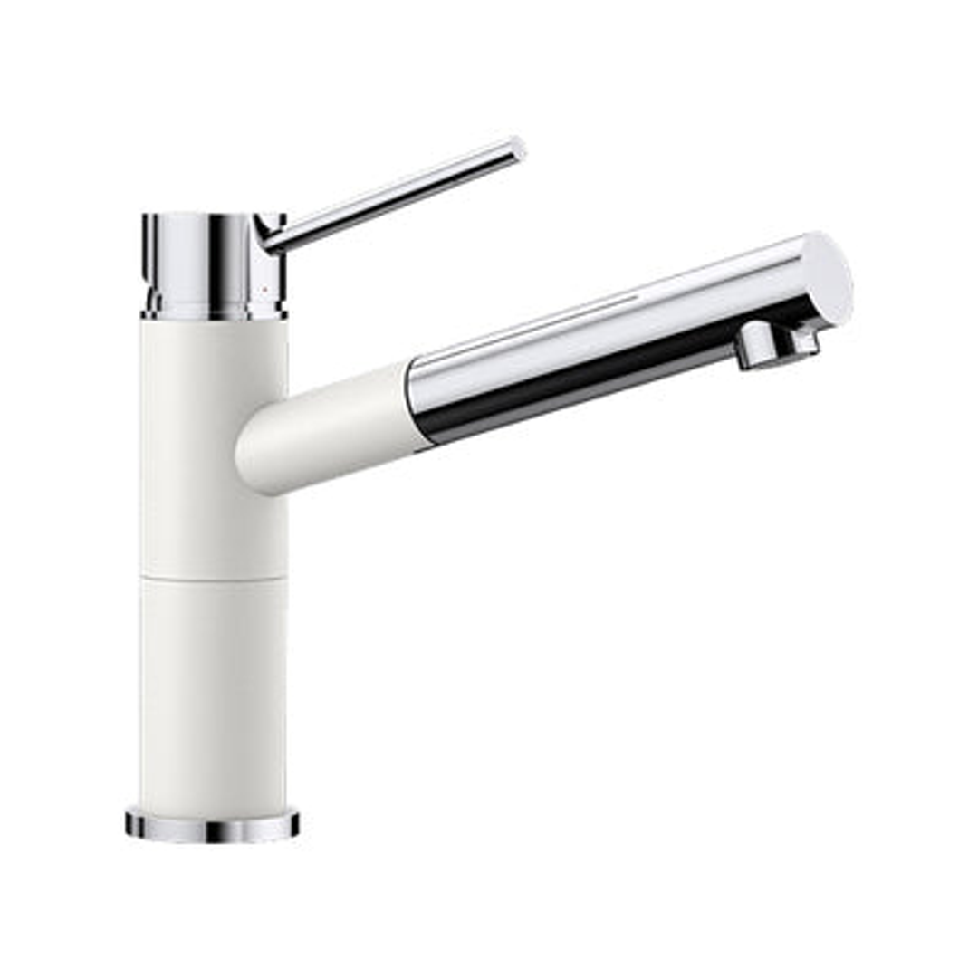 Blanco Alta-S Compact Silgranit Dual Fin P/O Sink Mixer Wht