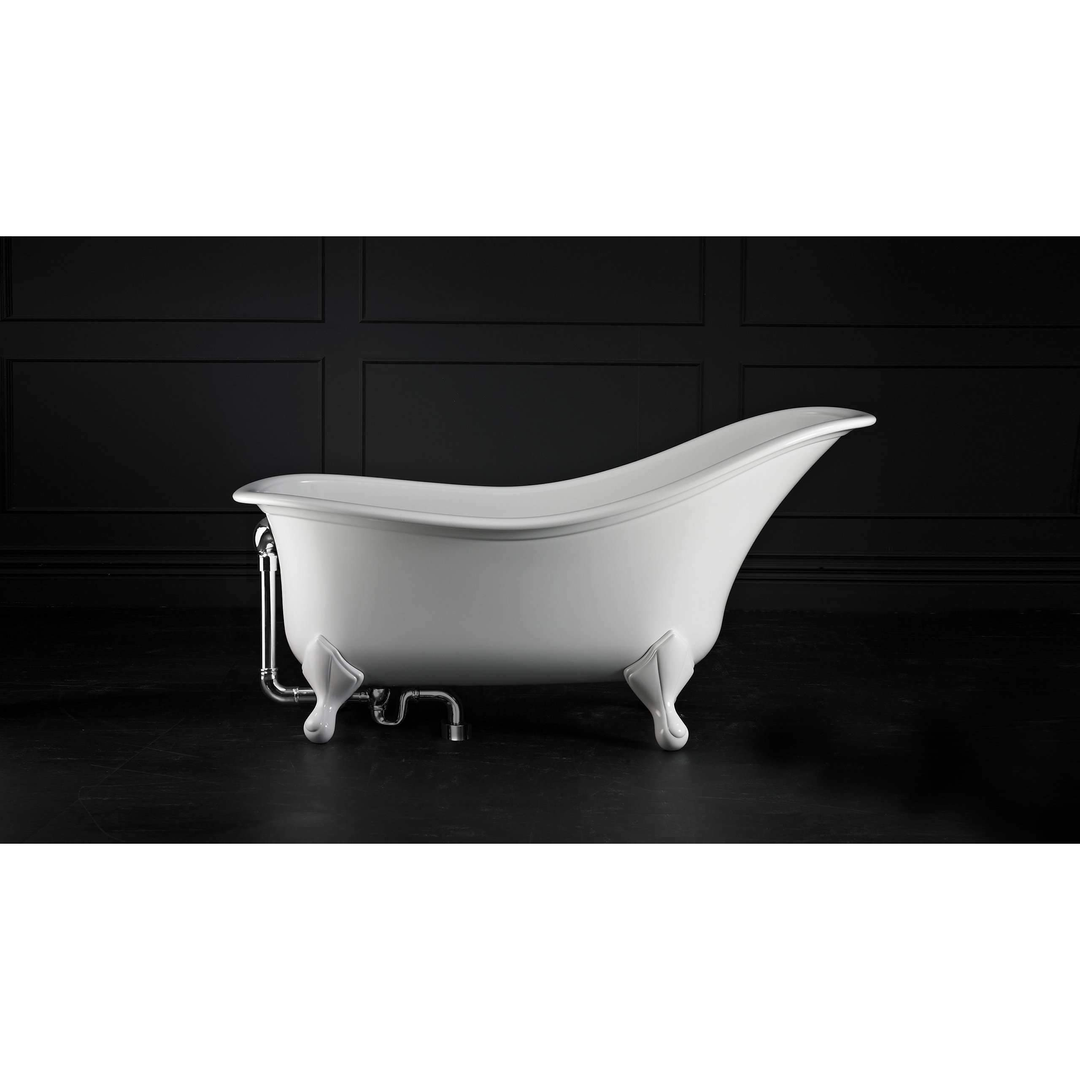 V+A Drayton Freestanding Bath Quarrycast White Feet 1685mm