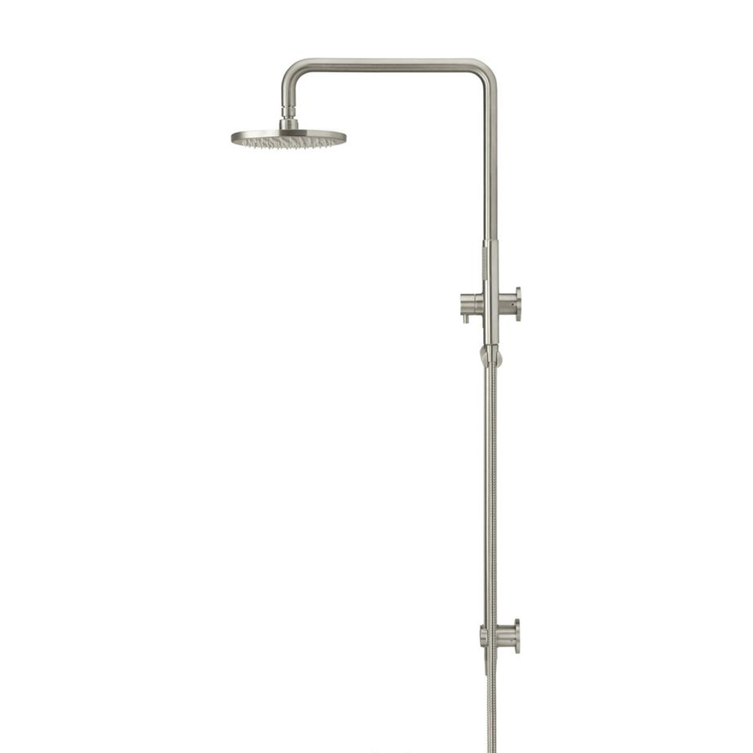 Meir Round Combination Shower Rail 200mm Rose & Hand Shower Brushed Nickel